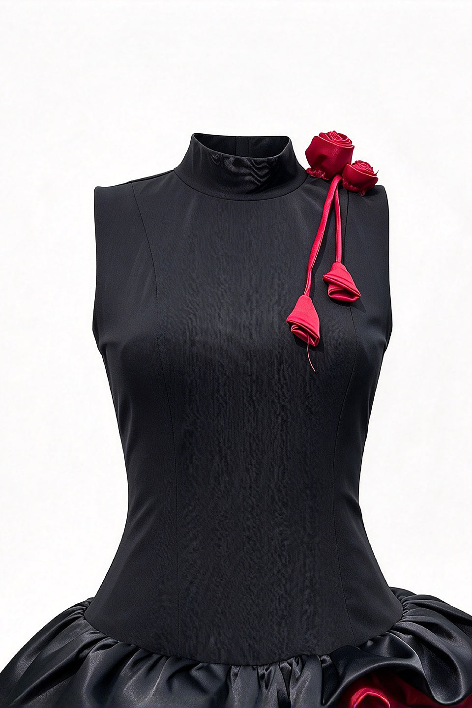 Noir Red Rose Ruffle Mini Dress