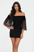 Noir Fringe Party Mini Dress