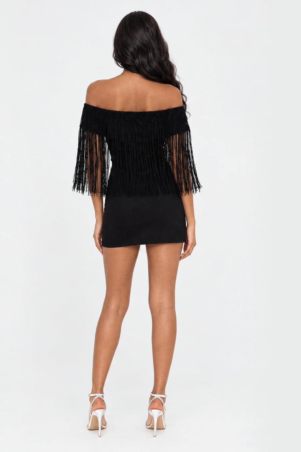 Noir Fringe Party Mini Dress