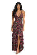 Noir Red Floral Halter Maxi Dress