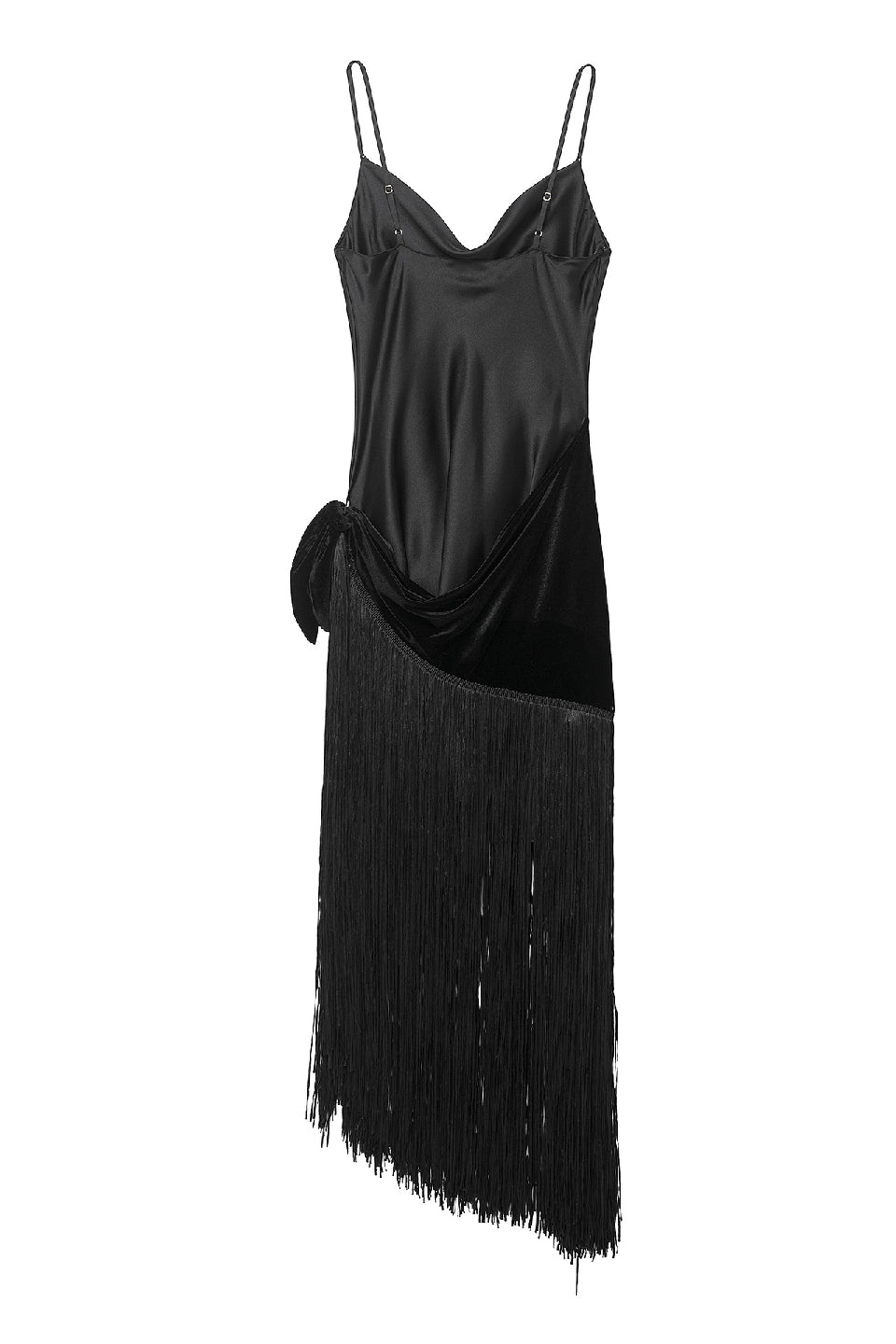 Noir Velvet Fringe Mini Dress