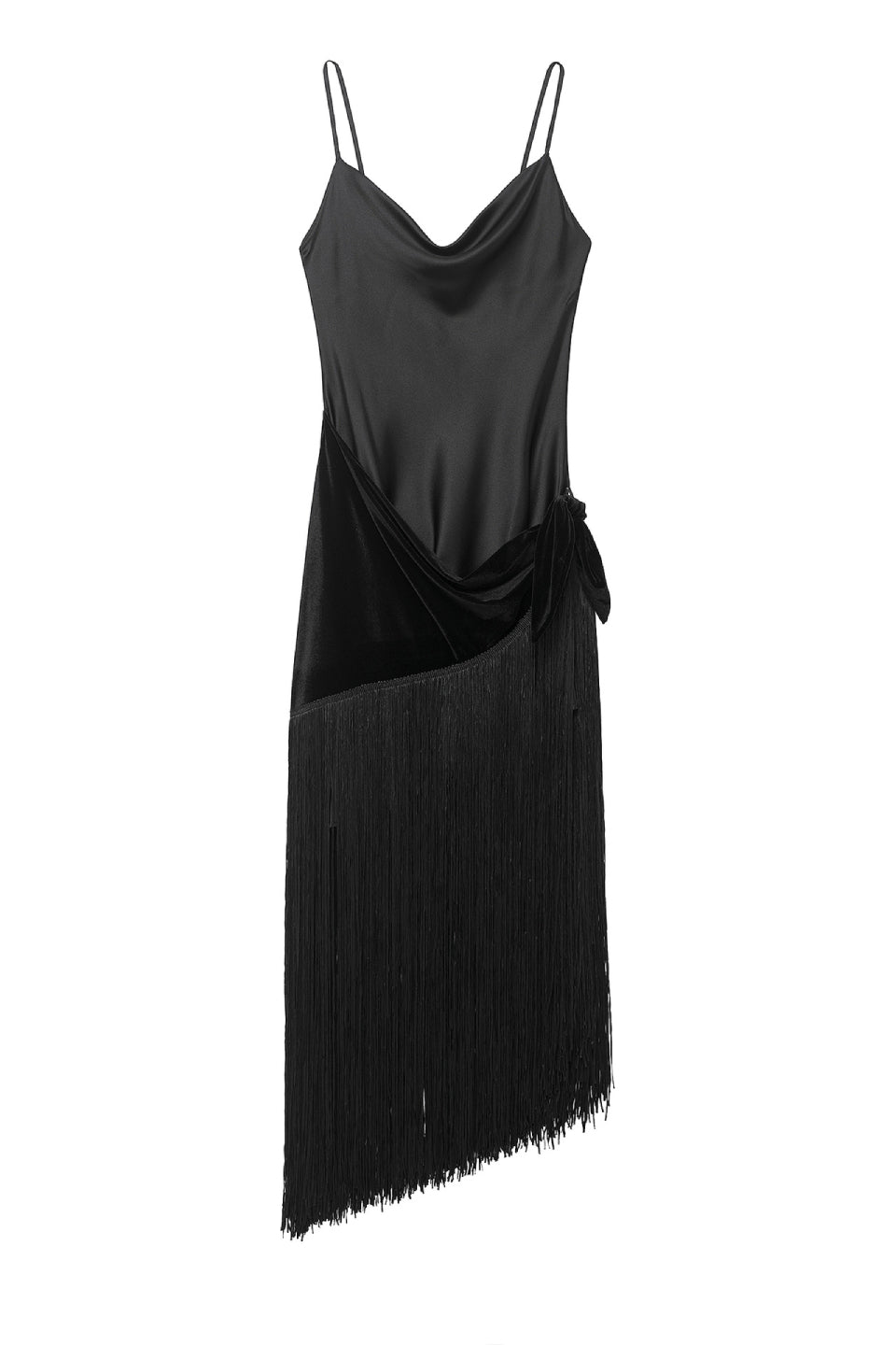 Noir Velvet Fringe Mini Dress