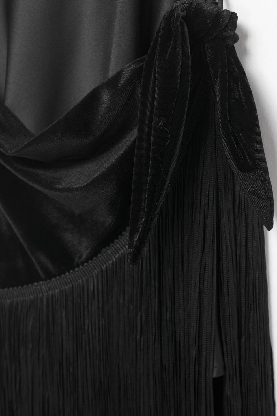 Noir Velvet Fringe Mini Dress