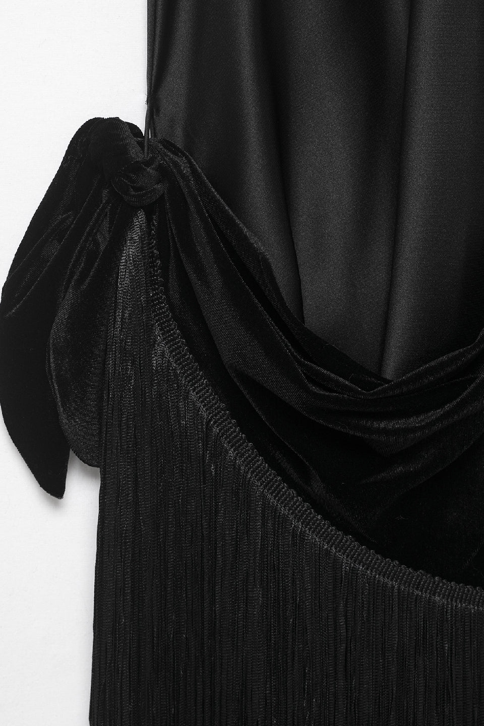 Noir Velvet Fringe Mini Dress