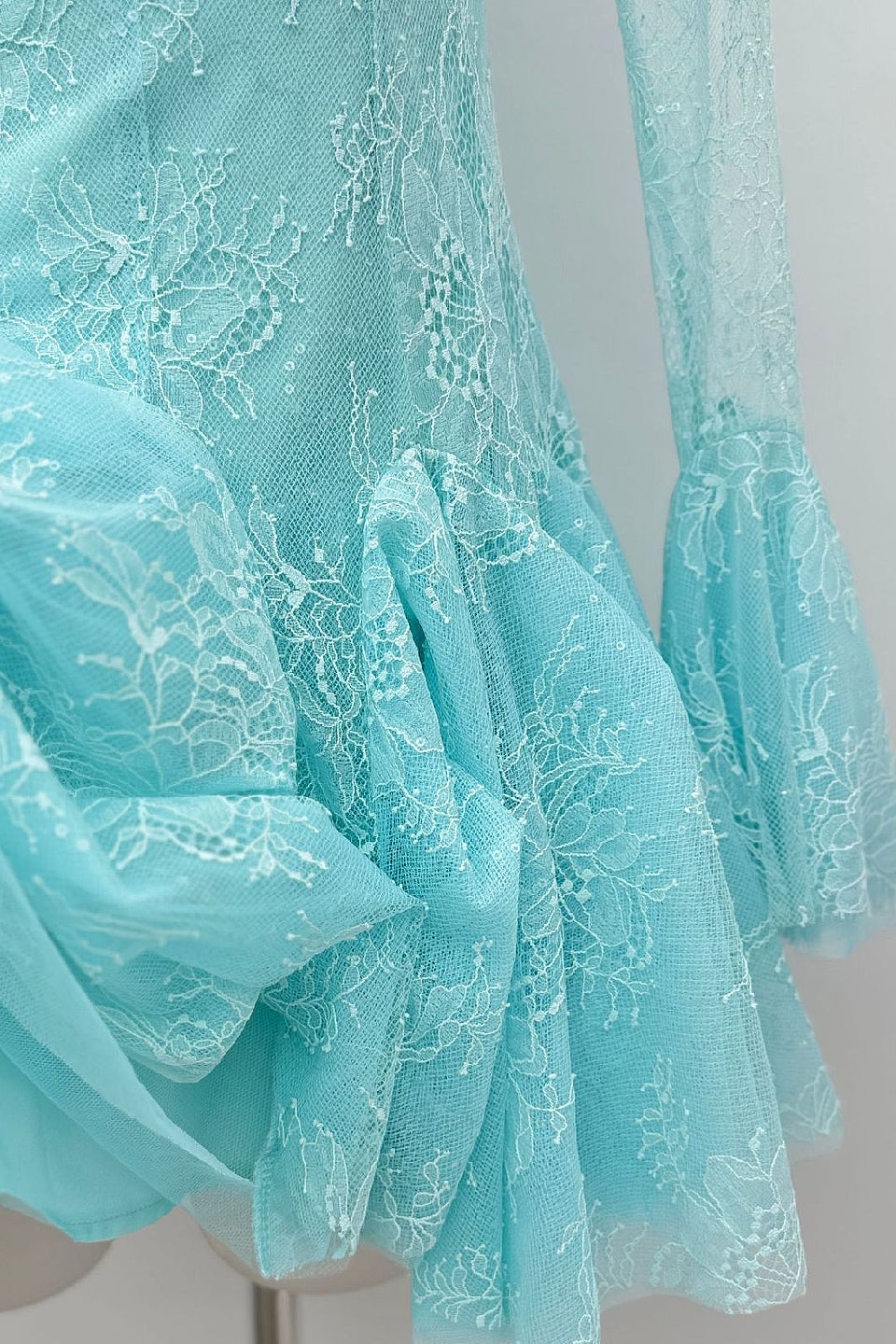 Blue Sequin Lace Mini Dress