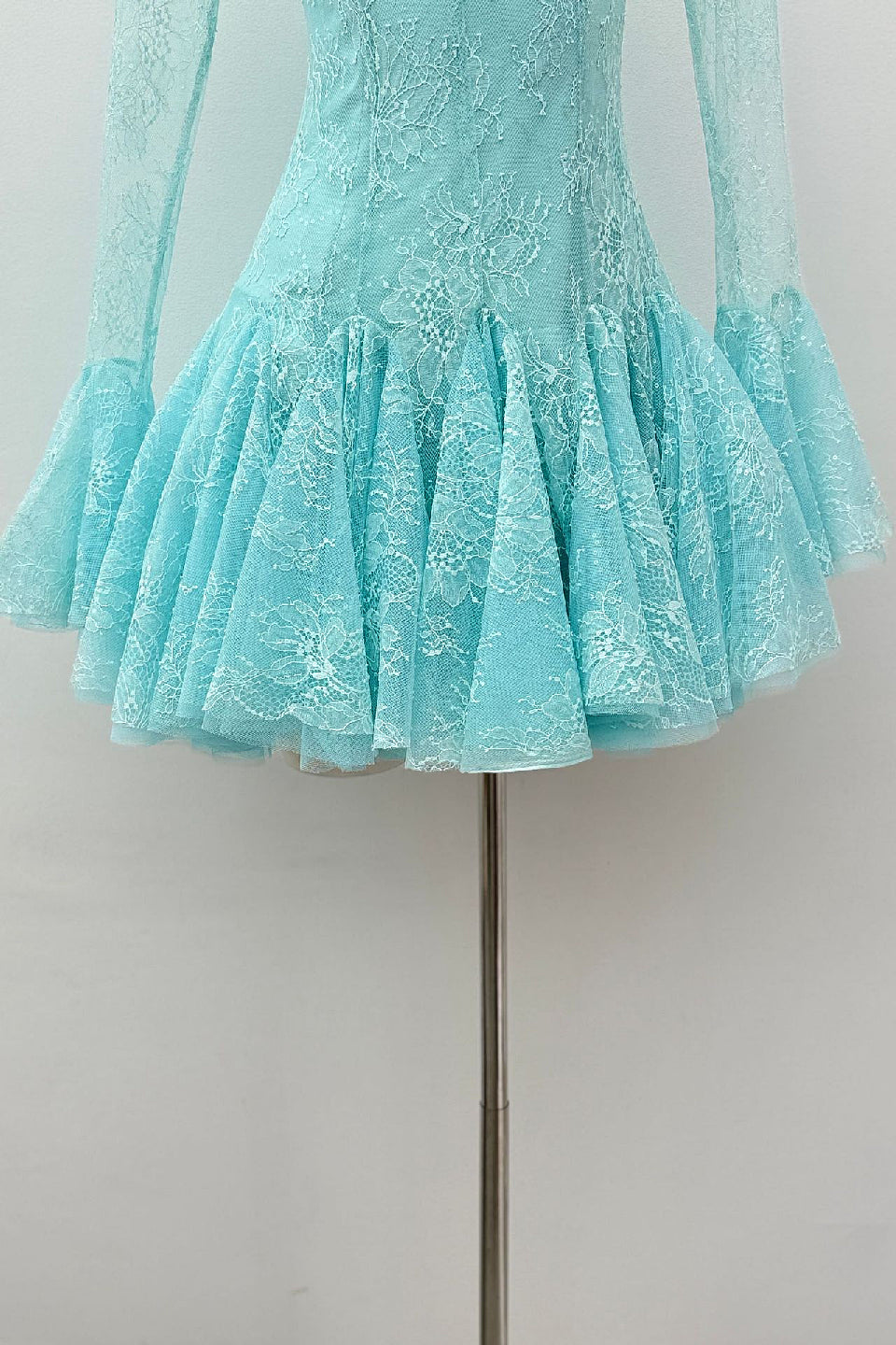 Blue Sequin Lace Mini Dress