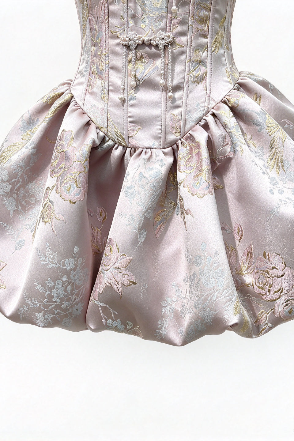 Blush Jacquard Bubble Mini Dress