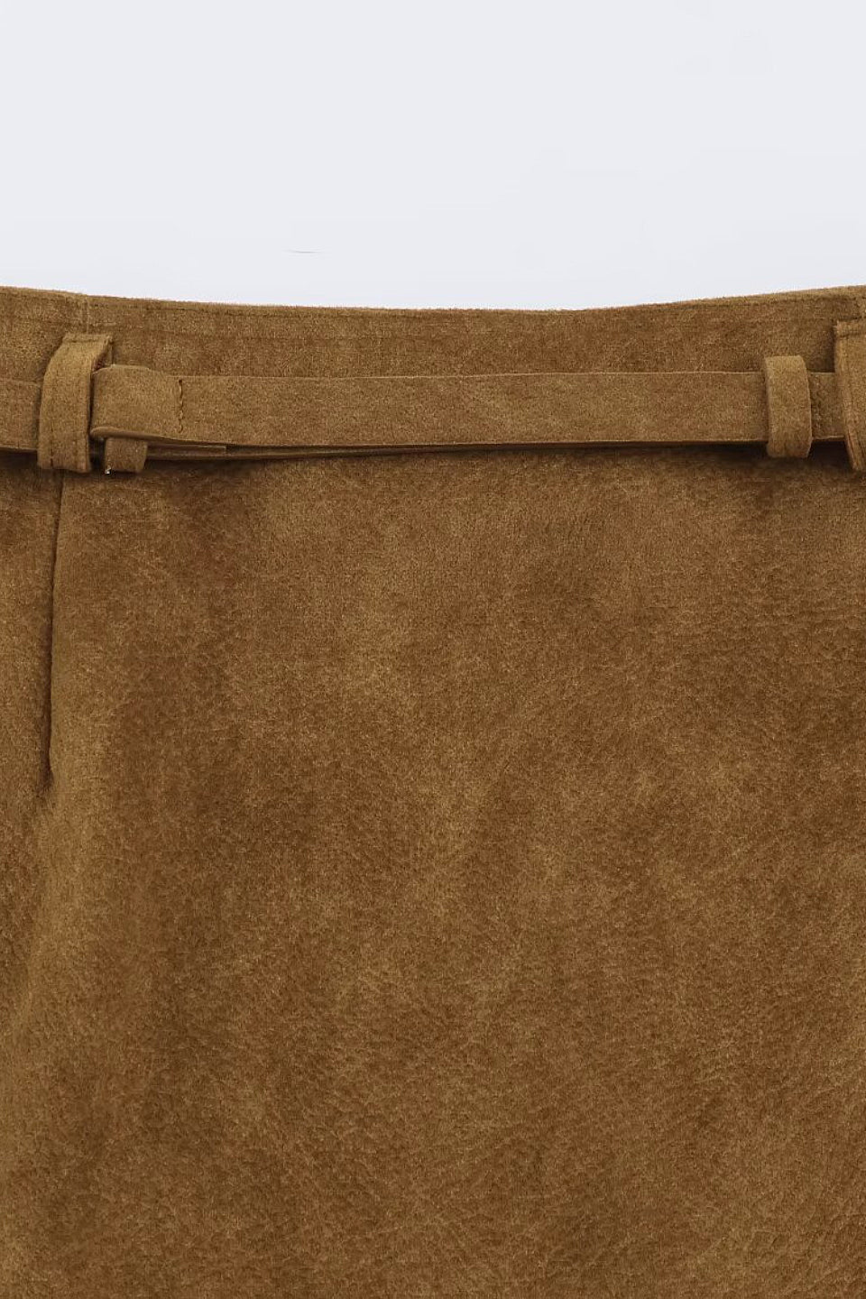Mocha Belted Suede Mini Skirt