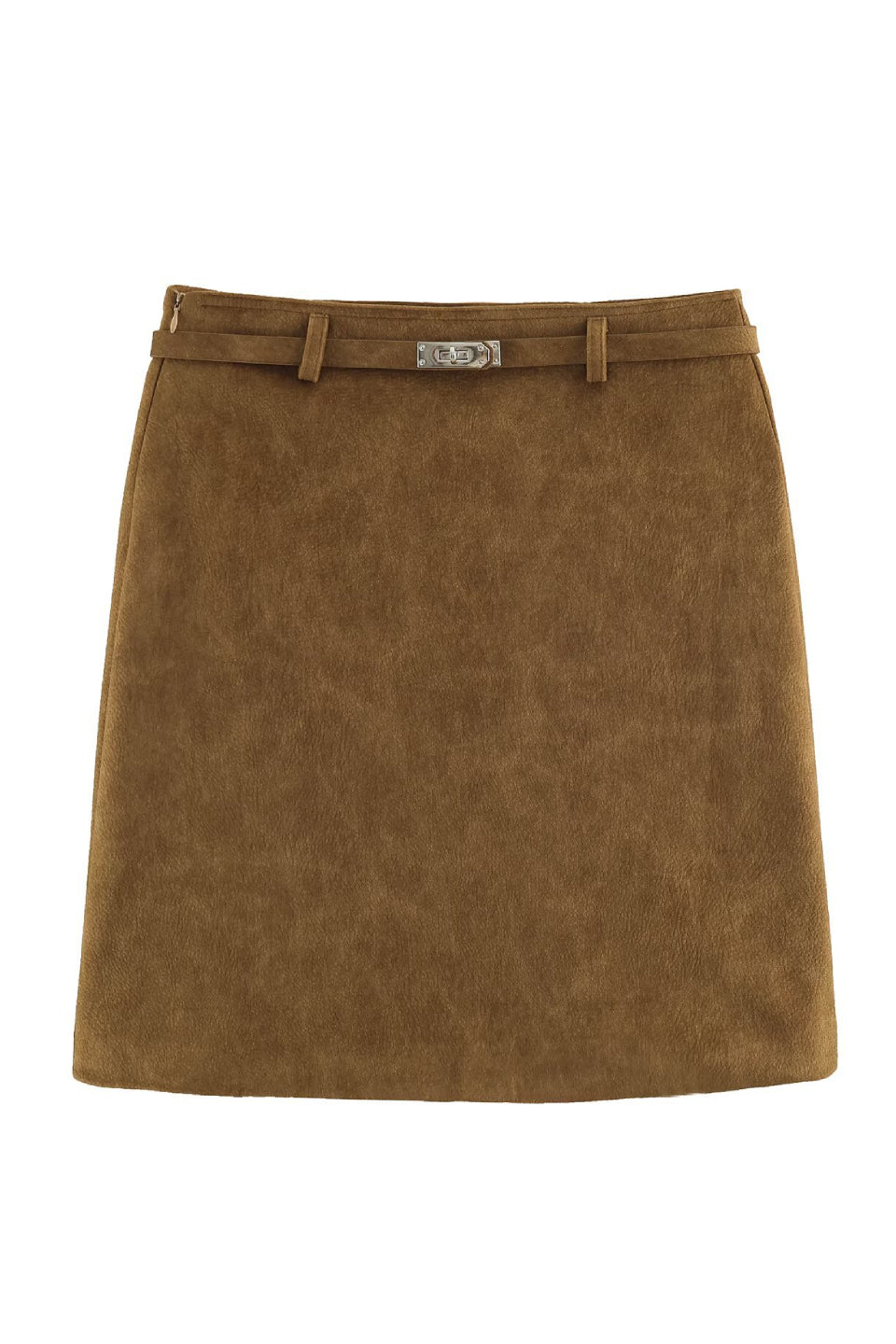 Mocha Belted Suede Mini Skirt