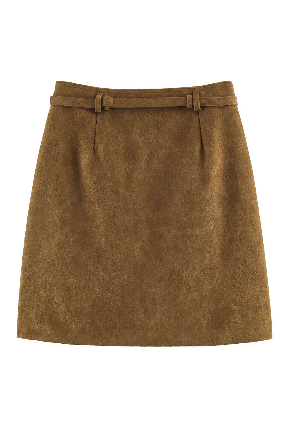 Mocha Belted Suede Mini Skirt