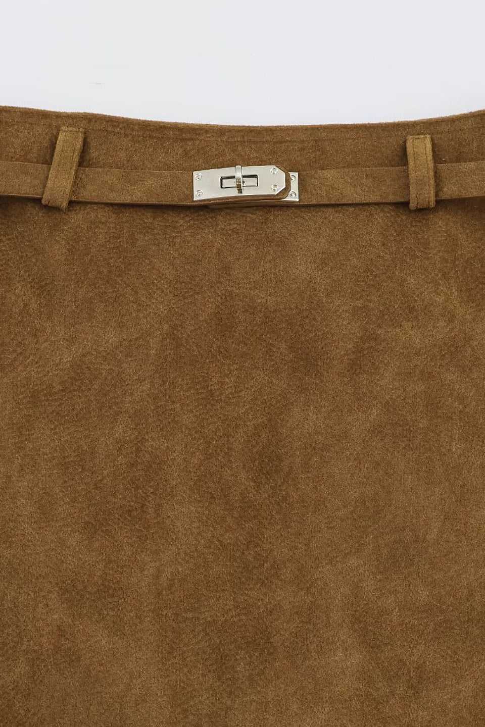Mocha Belted Suede Mini Skirt