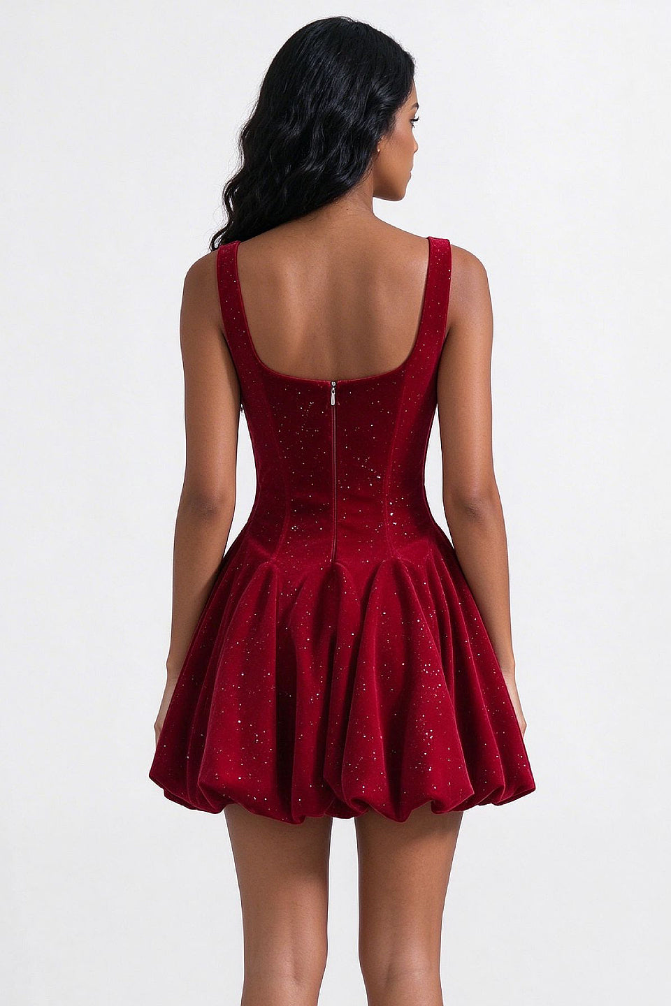 Burgundy Glitter Velvet Mini Dress