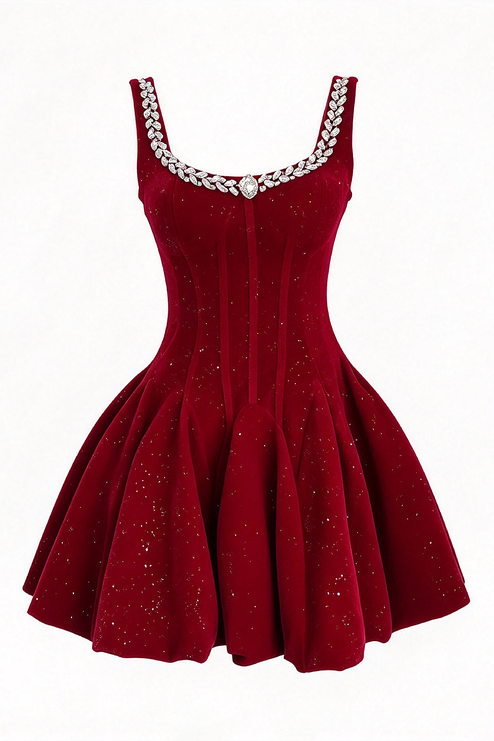 Burgundy Glitter Velvet Mini Dress