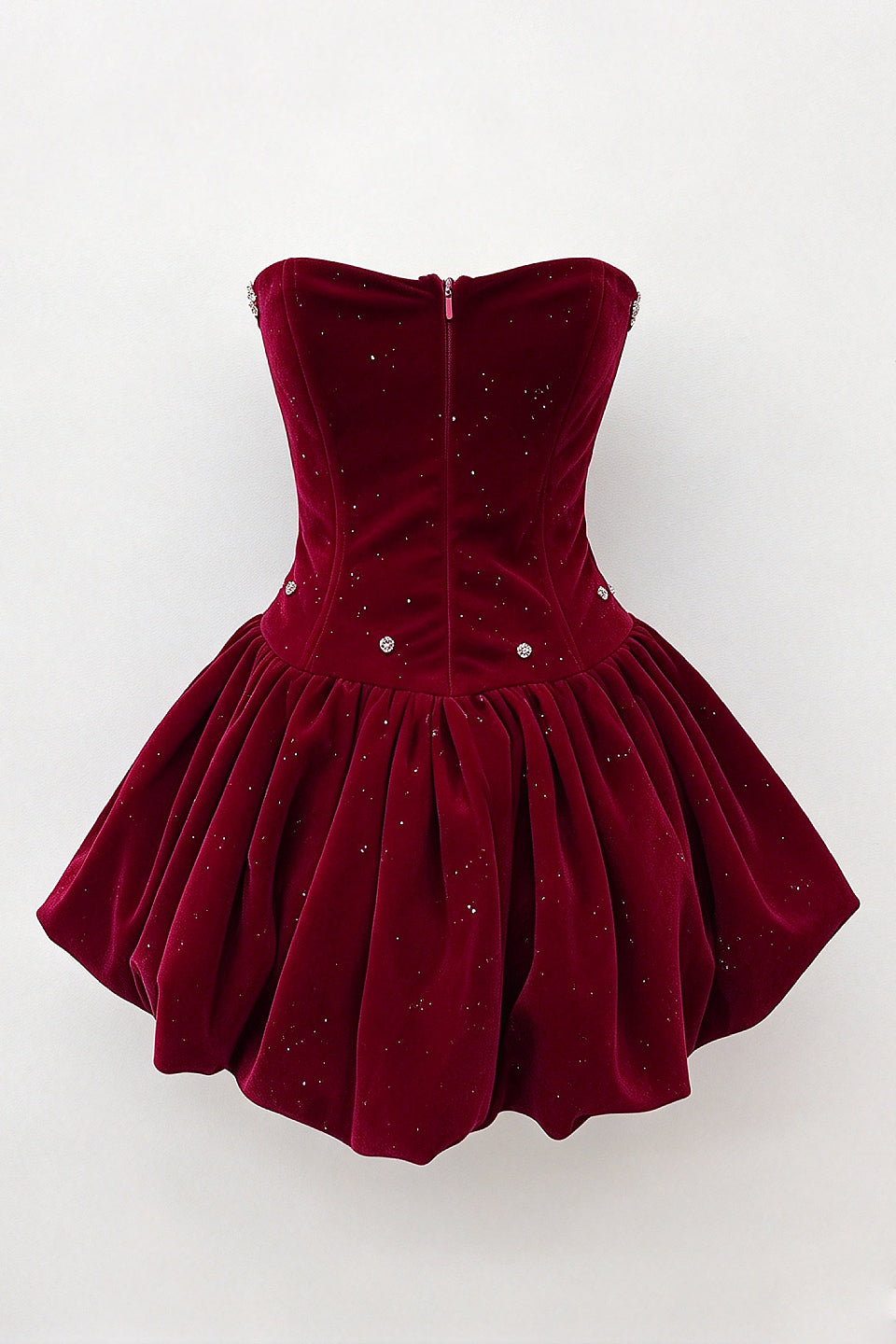 Burgundy Velvet Bow Mini Dress