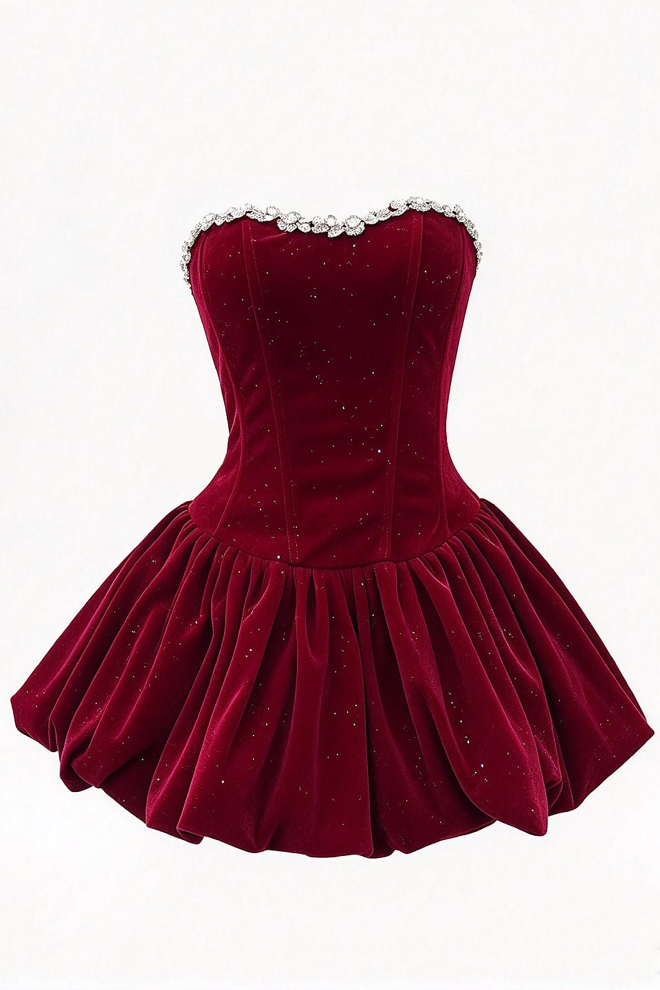 Burgundy Velvet Bow Mini Dress