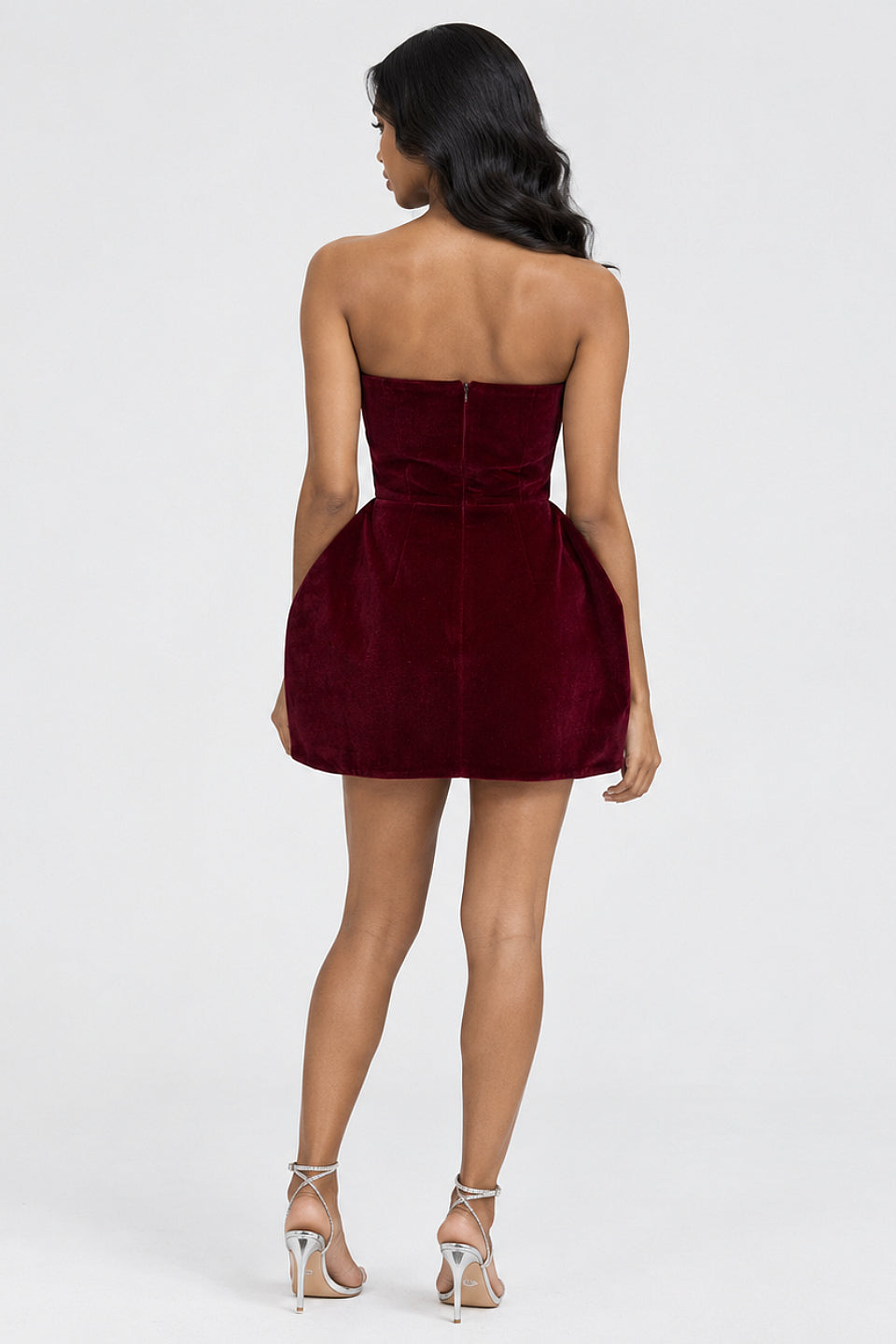 Burgundy Heart Petal Mini Dress