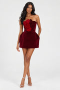 Burgundy Heart Petal Mini Dress