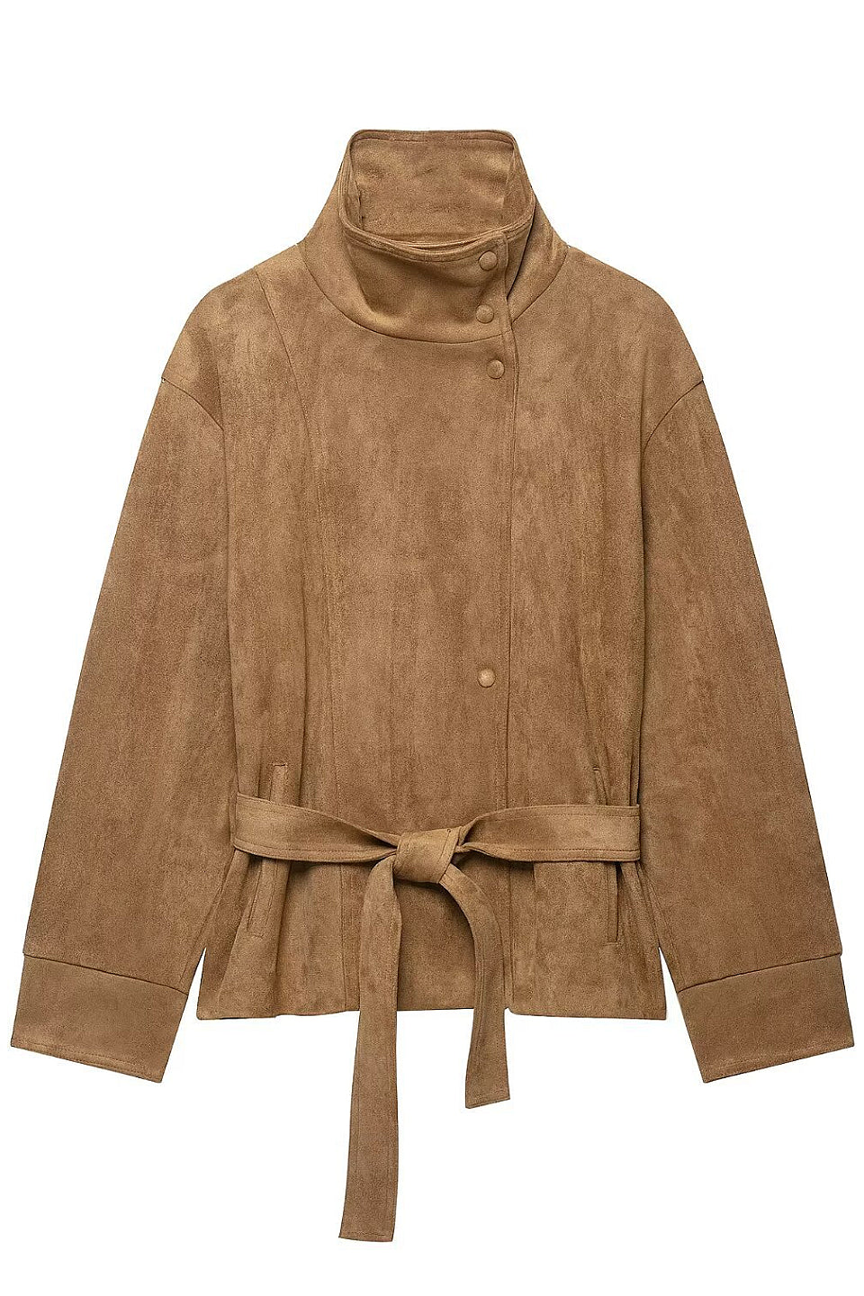Camel Suede Peplum Jacket