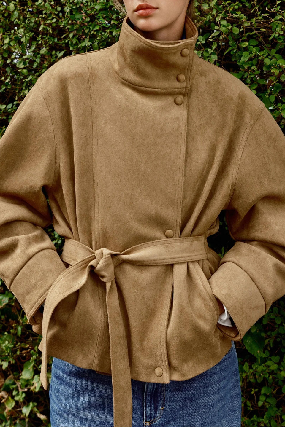 Camel Suede Peplum Jacket
