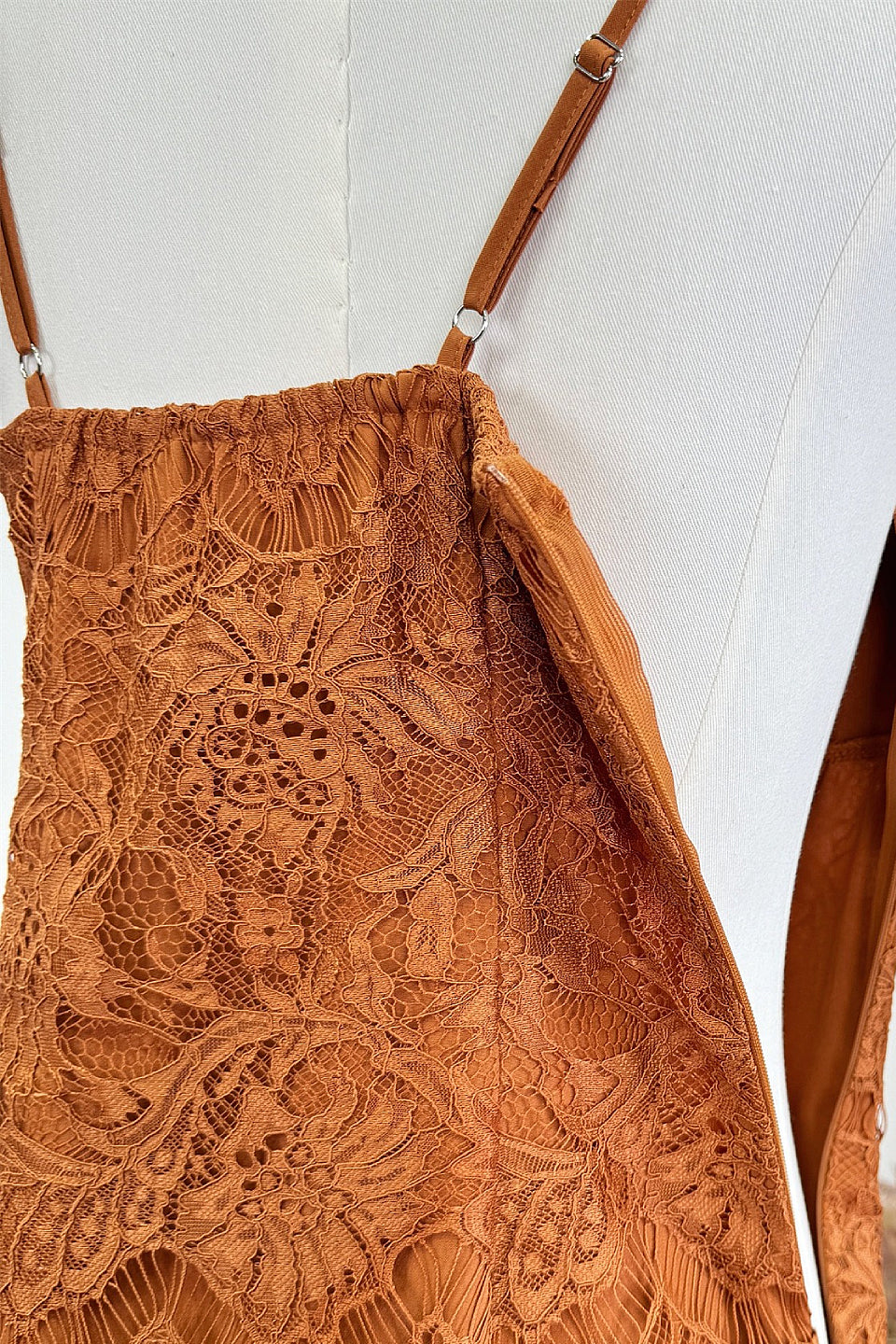 Caramel Lace Cami Mini Dress