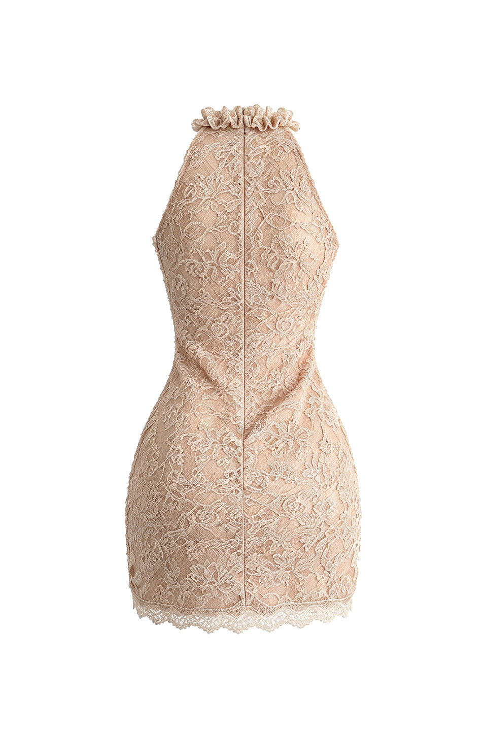 Champagne Rhinestone Lace Mini Dress