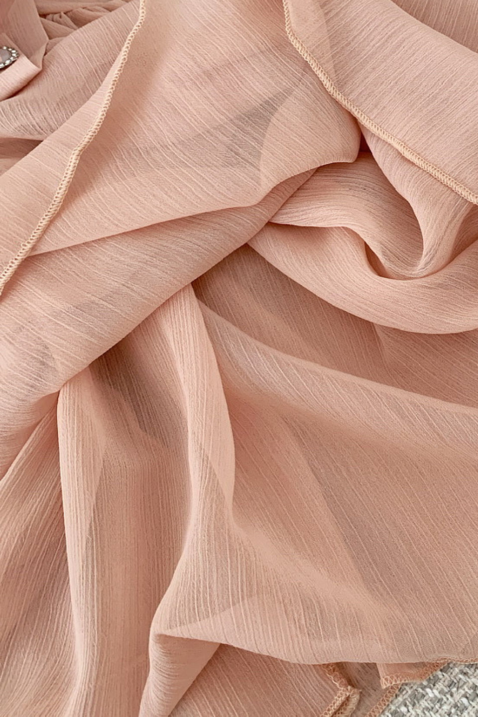 Champagne Chiffon Ruffle Mini Dress