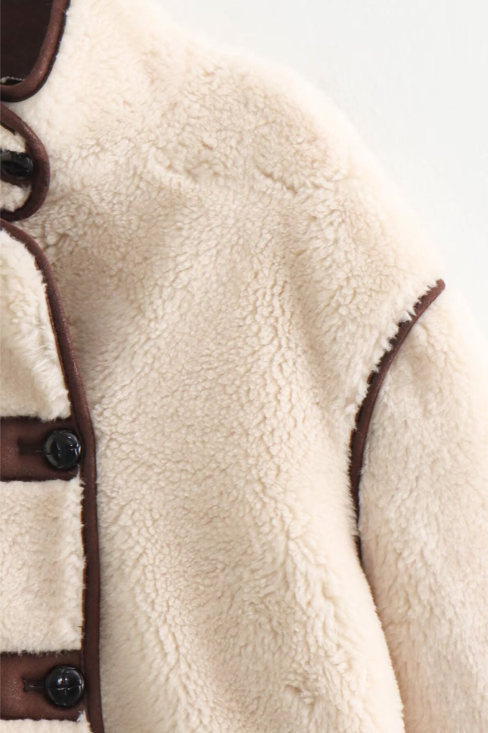 Cream Teddy Piped Jacket