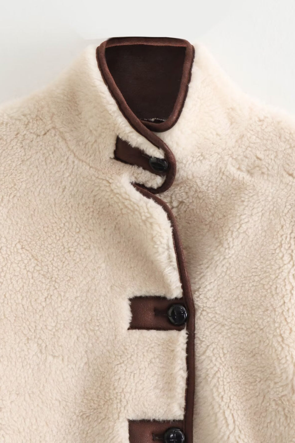 Cream Teddy Piped Jacket