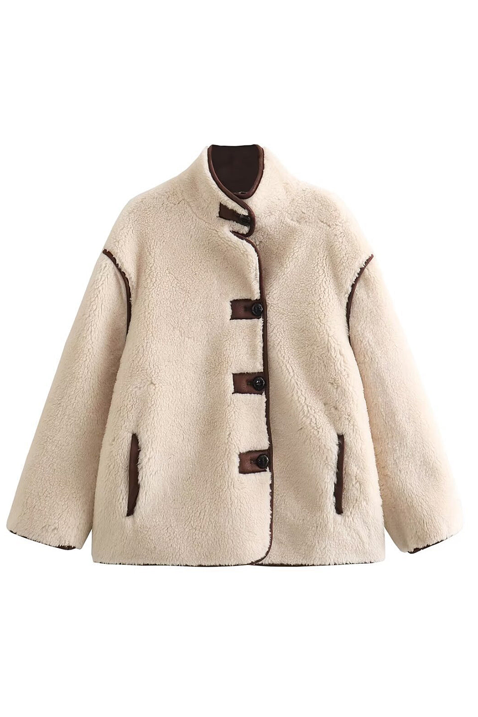 Cream Teddy Piped Jacket