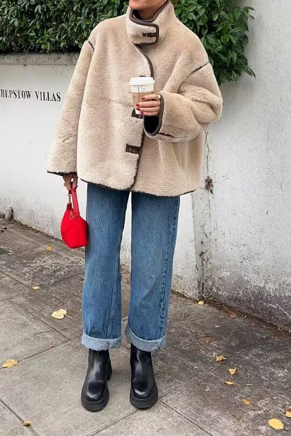 Cream Teddy Piped Jacket