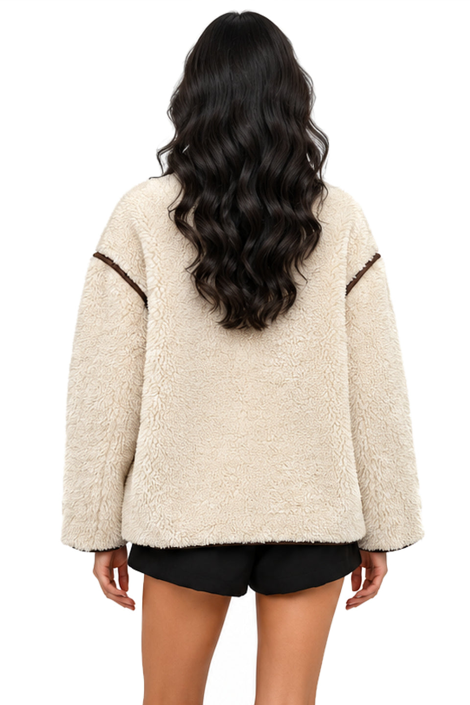 Cream Teddy Piped Jacket