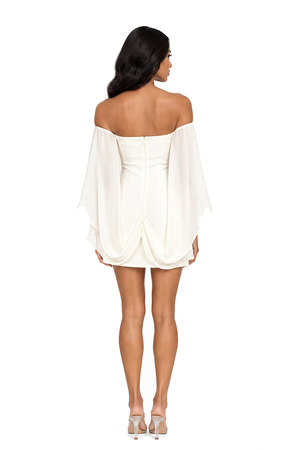 Pre-Order | Ivory Convertible Cape Mini Dress | Extra 20% Off