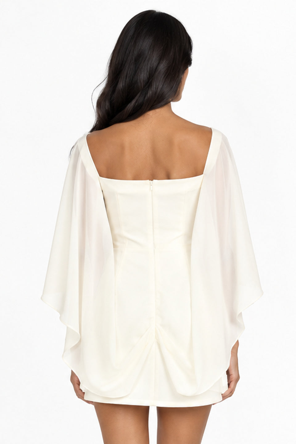 Pre-Order | Ivory Convertible Cape Mini Dress | Extra 20% Off