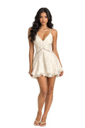 Ivory Halter Lace Cutout Mini Dress