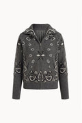 Charcoal Paisley Zip Cardigan