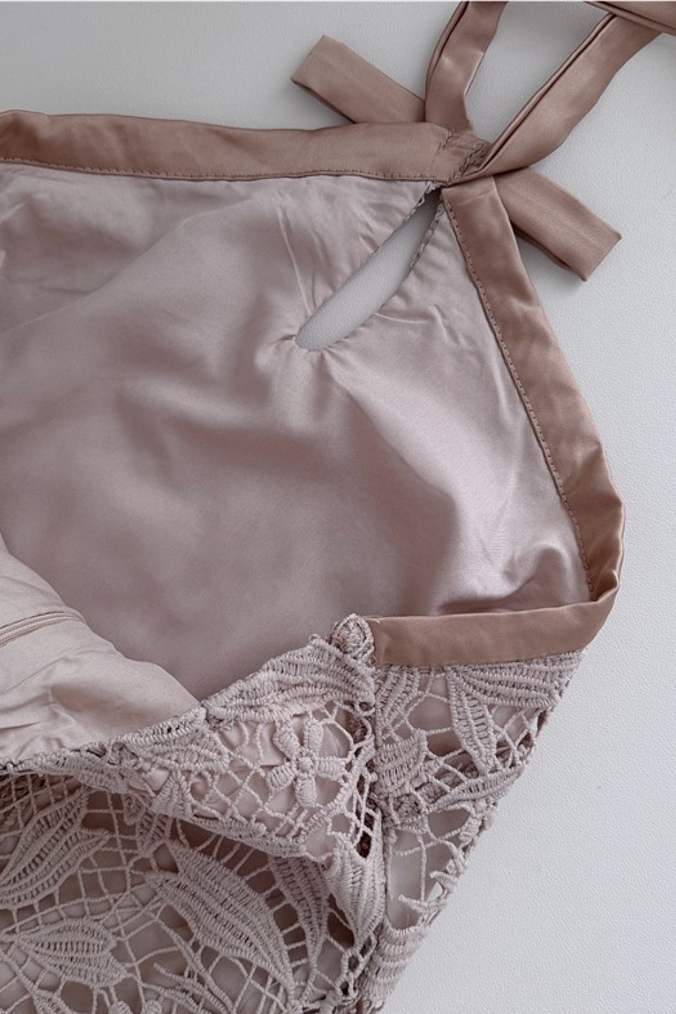 Dusty Mauve Lace Halter Mini Dress