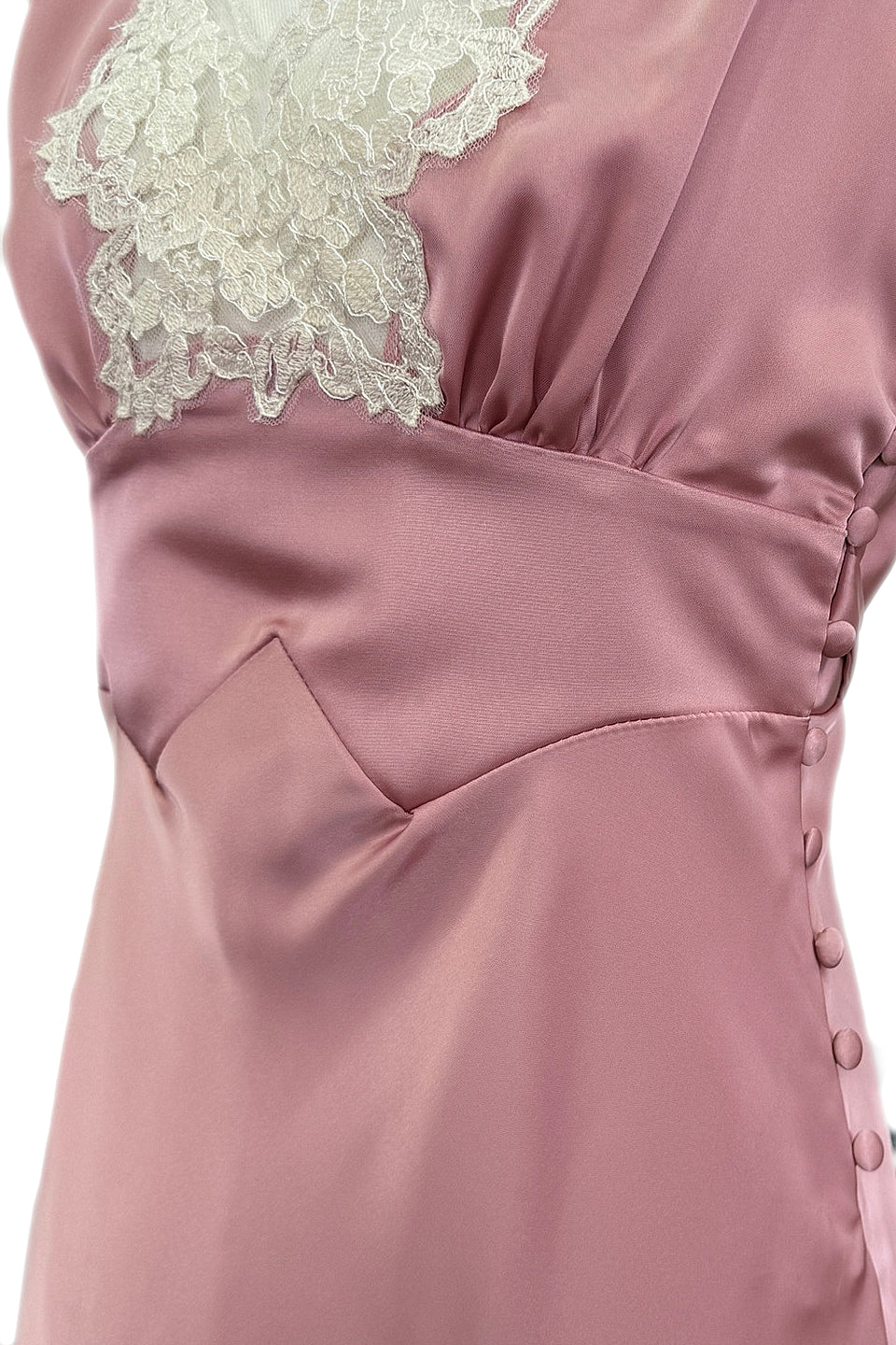 Dusty Rose Lace Satin Mini Dress