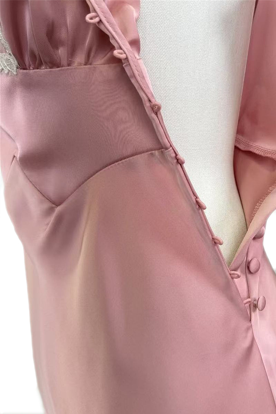 Dusty Rose Lace Satin Mini Dress