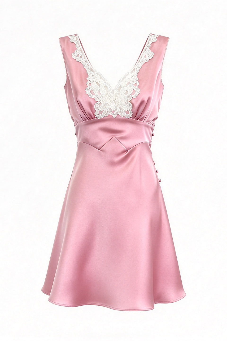 Dusty Rose Lace Satin Mini Dress