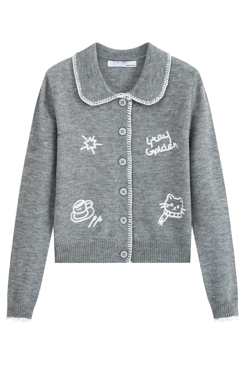Grey Kitty Stitch Cardigan