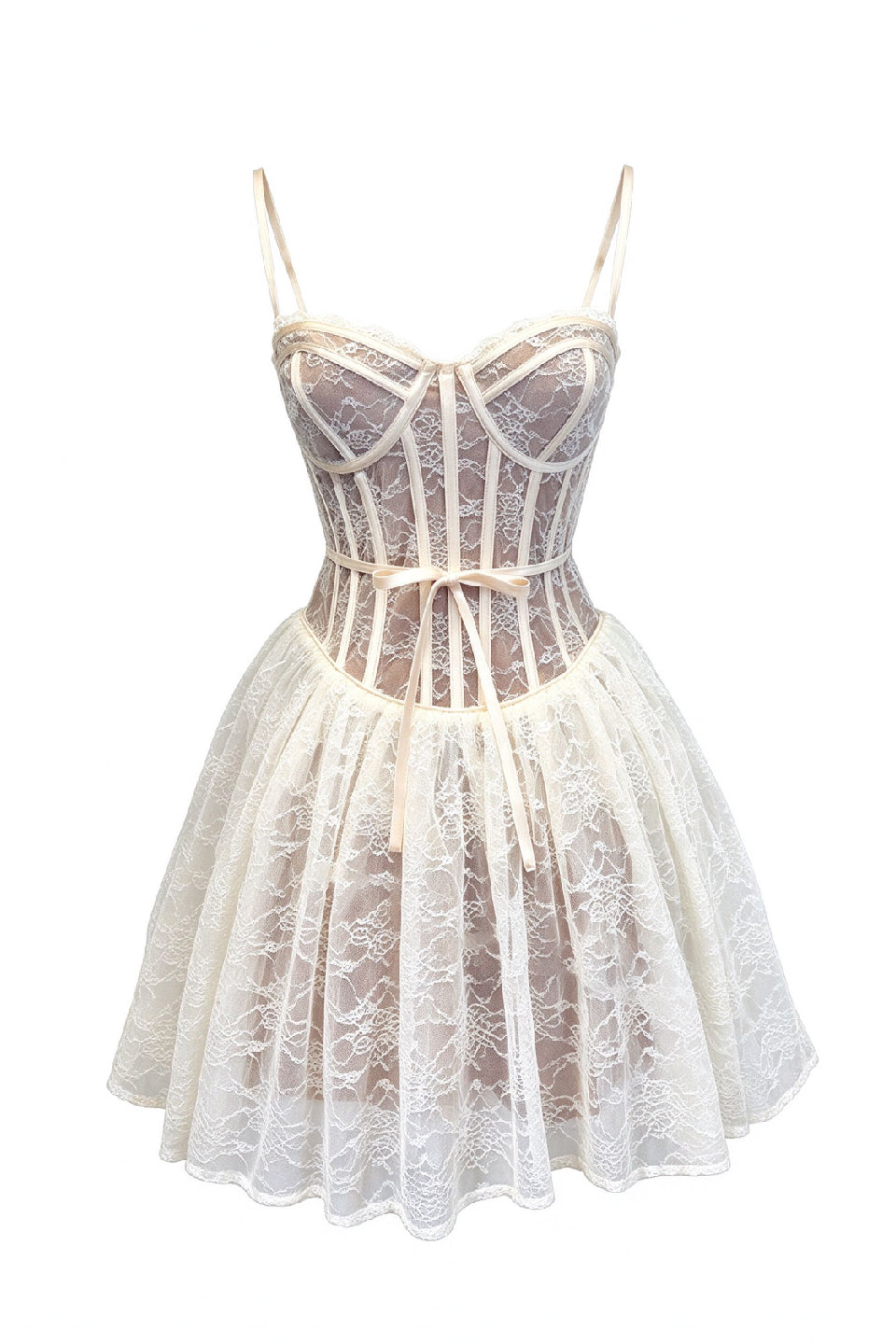 Ivory Lace Corset Mini Dress
