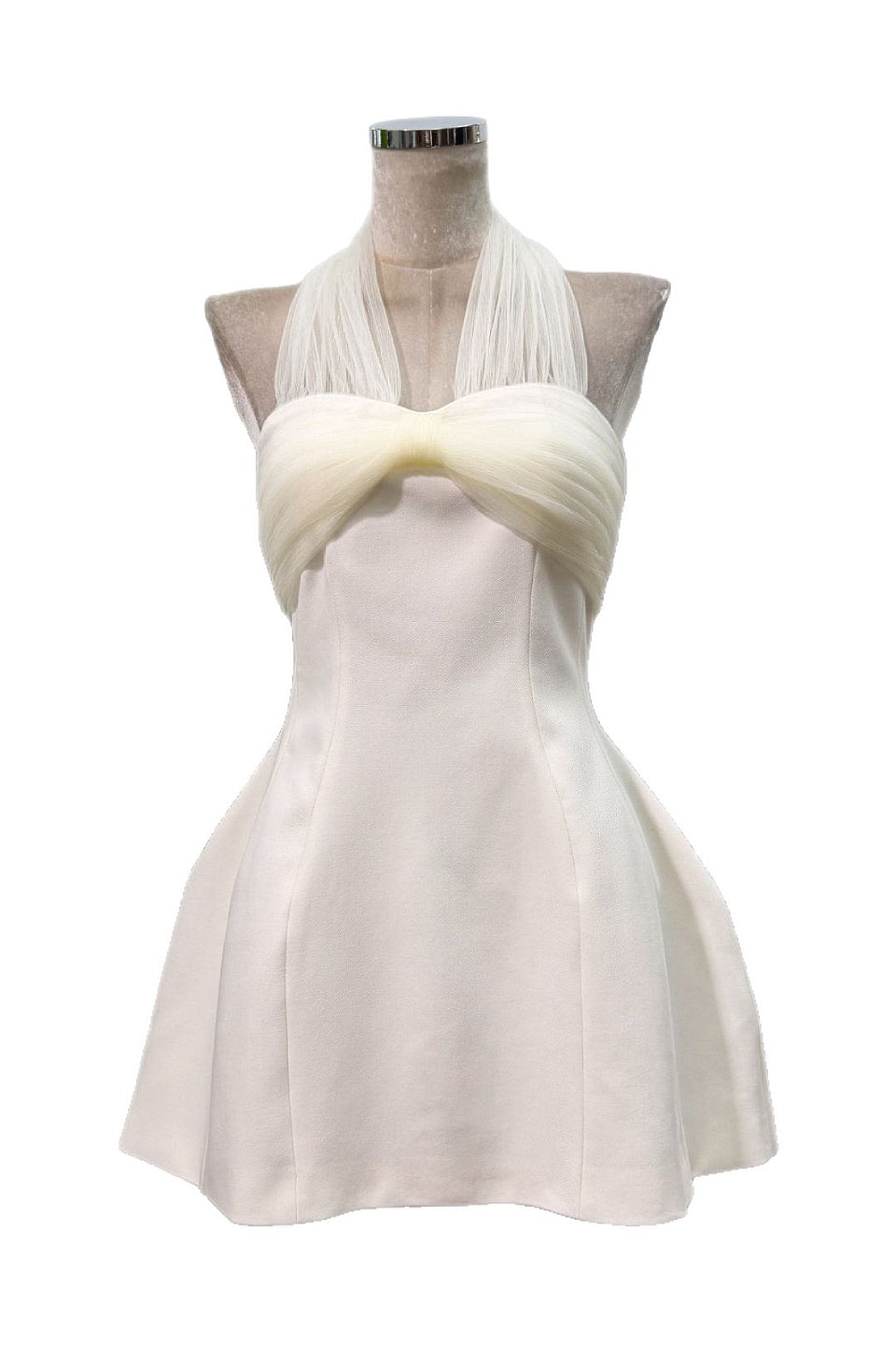 Ivory Bow Halter Mini Dress