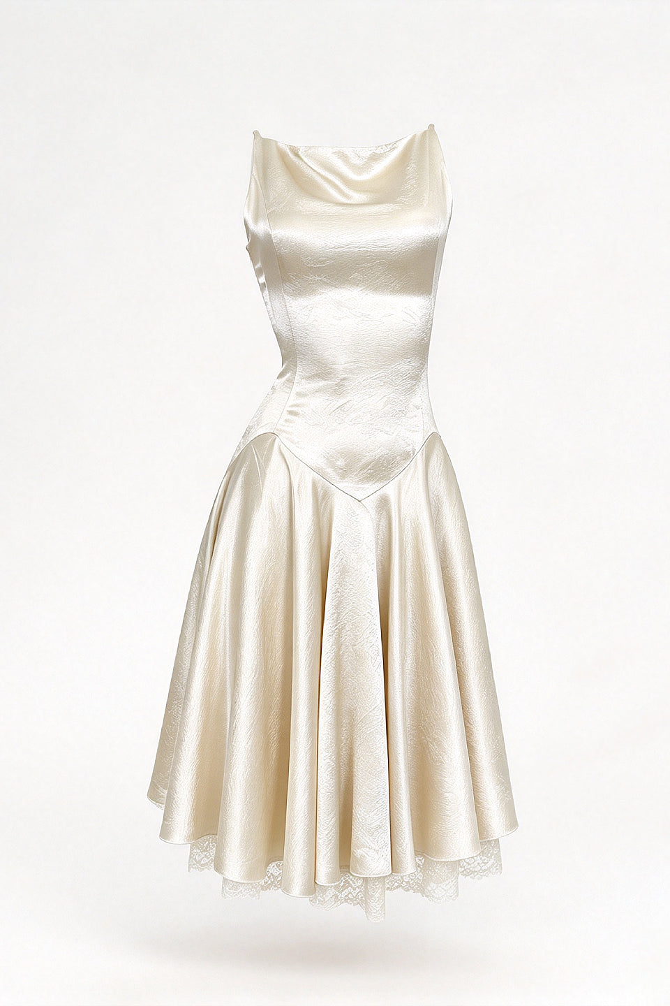 Ivory Jacquard Corset Midi Dress