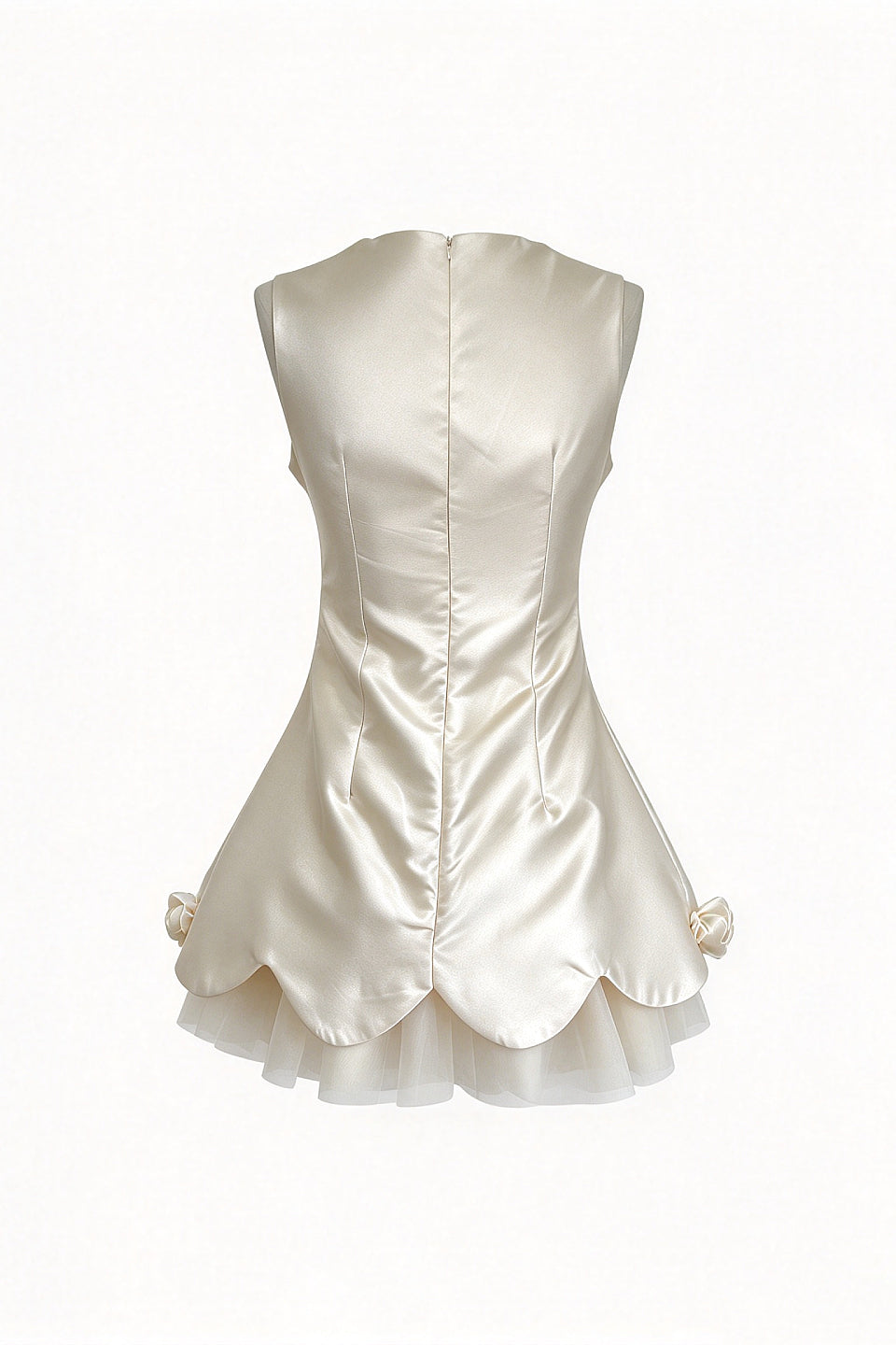 Ivory Rose Bow Mini Dress