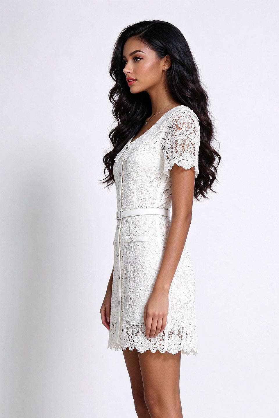 Ivory Vintage Lace Mini Dress