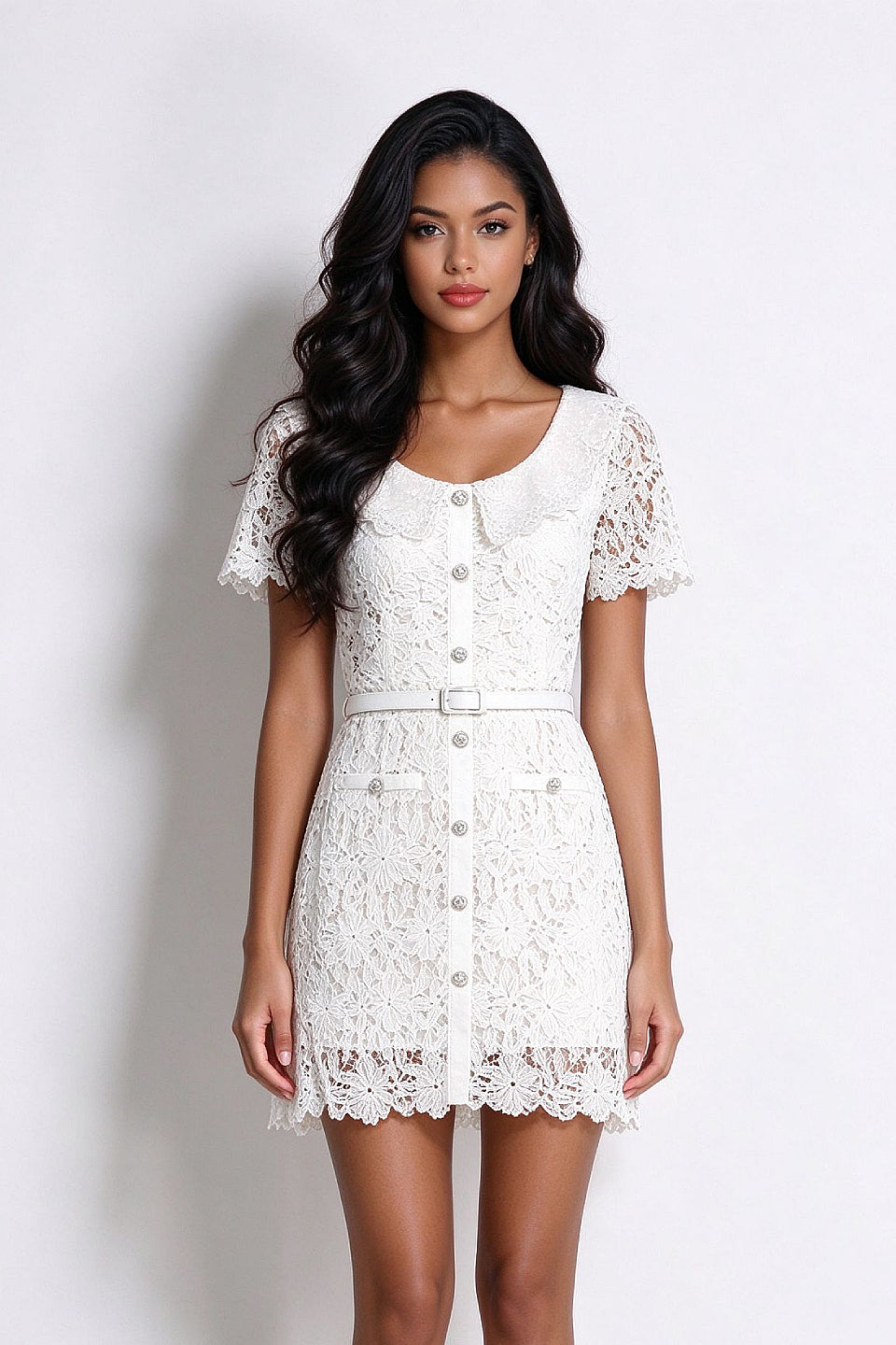 Ivory Vintage Lace Mini Dress