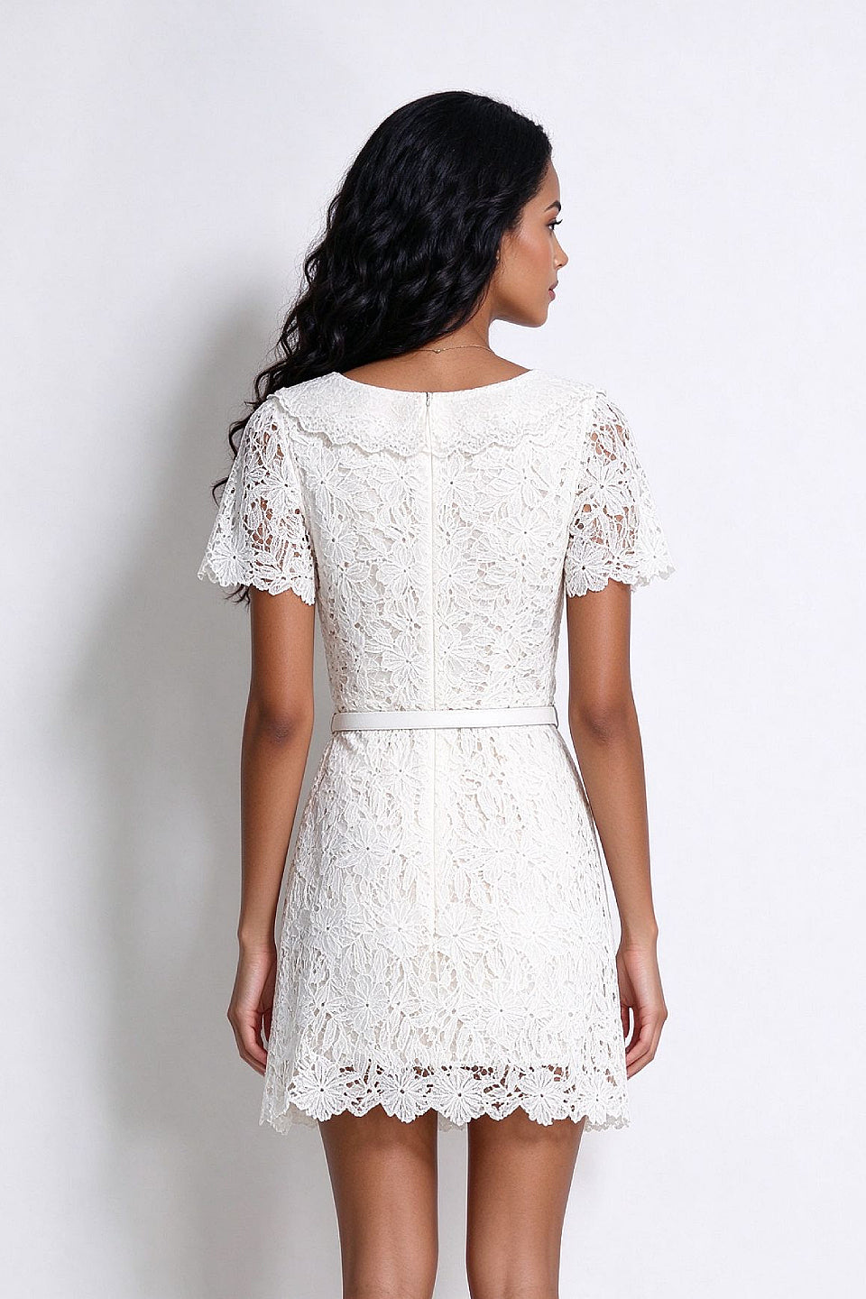 Ivory Vintage Lace Mini Dress