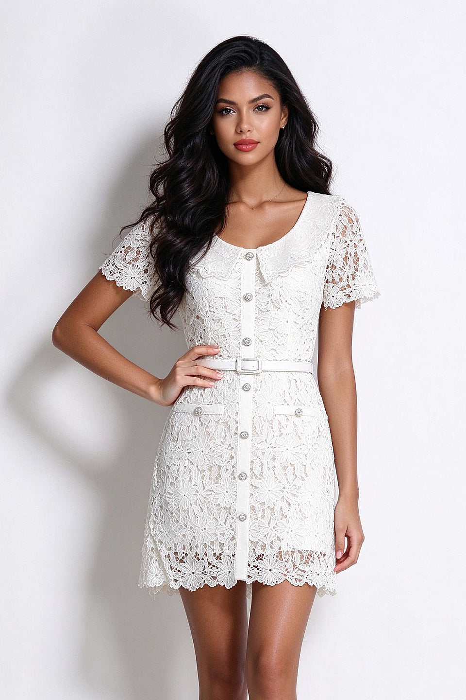 Ivory Vintage Lace Mini Dress