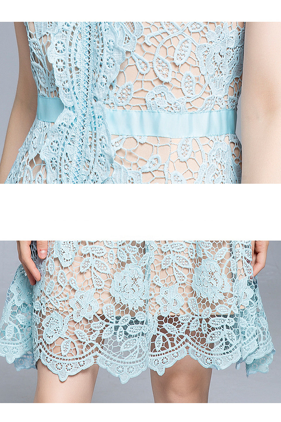 Blue Fleur Lace Mini Dress
