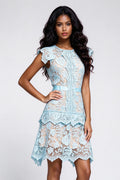 Blue Fleur Lace Mini Dress